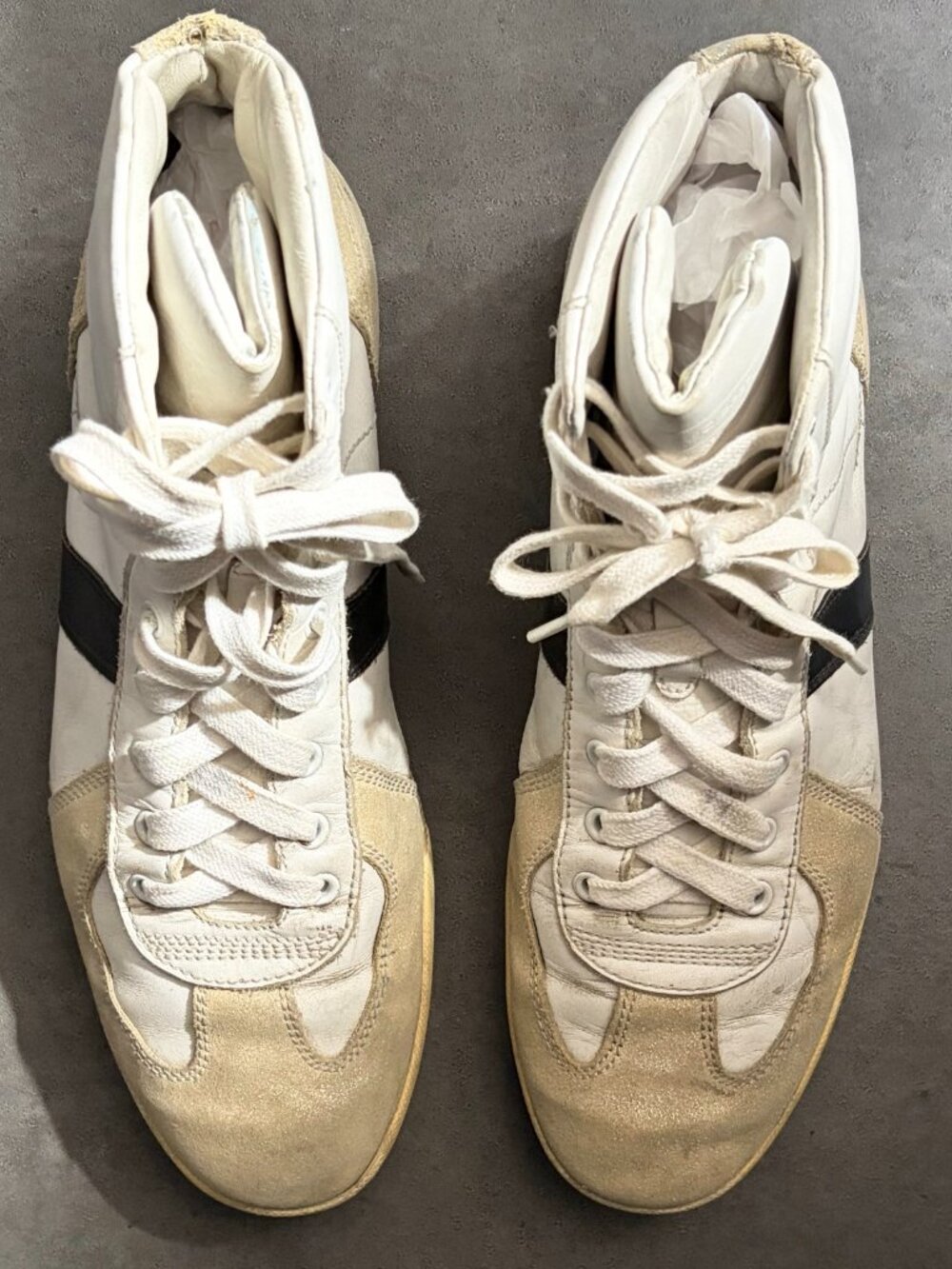 Vintage DIOR Homme Hedi Slimane B48 Leather Hi Top Sneaker Cream White Size 41 - Picture 6 of 11